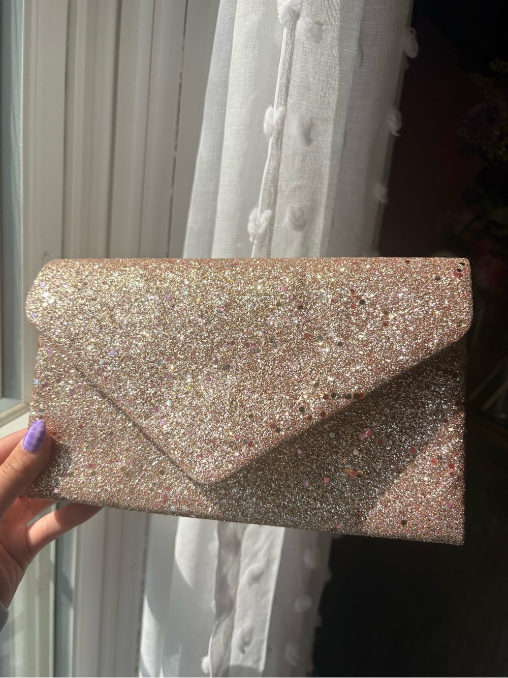 Amazon Rose Gold Glitter Envelope Clutch